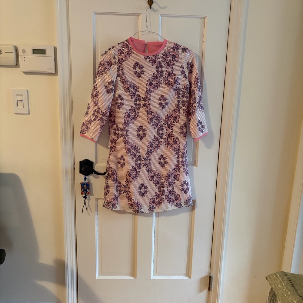 Floral Patterned Dress with Pink Accents